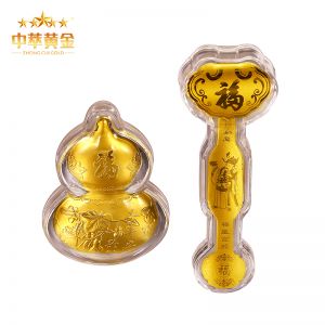 0.4克足金葫蘆如意擺件平安保險會銷禮品